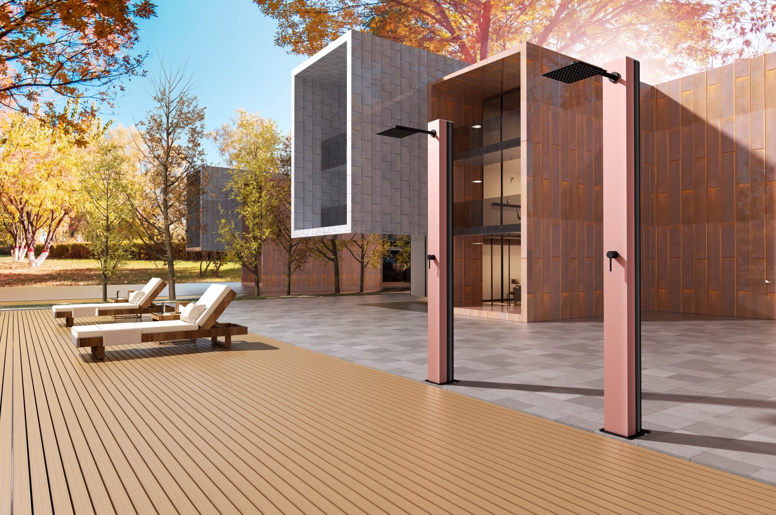 Phoenix Coral Pink Pool Shower Tap in 316 Stainless Steel, view 5