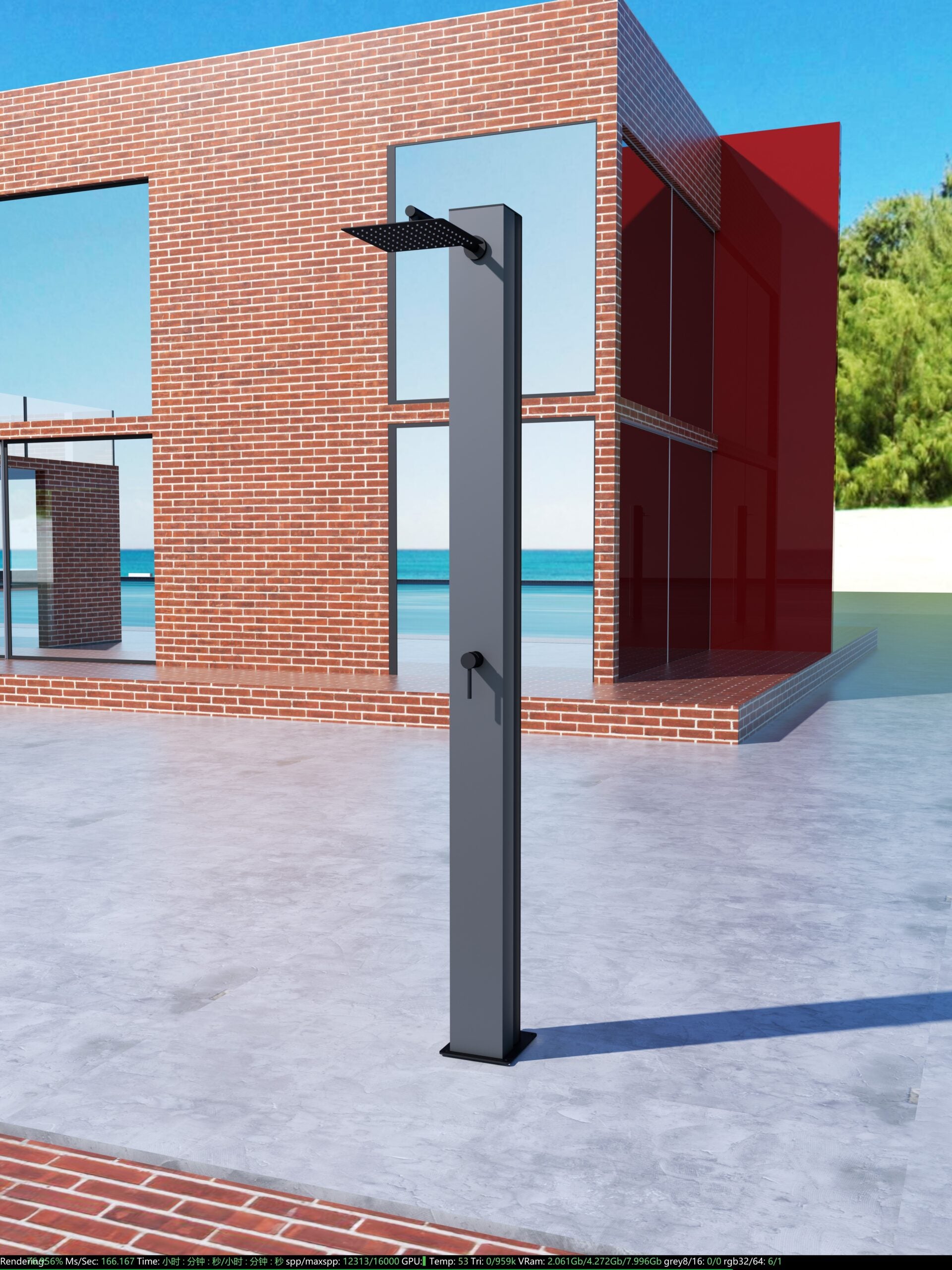 Phoenix Cloud Grey Pool Shower Tap in 316 Stainless Steel, view 2