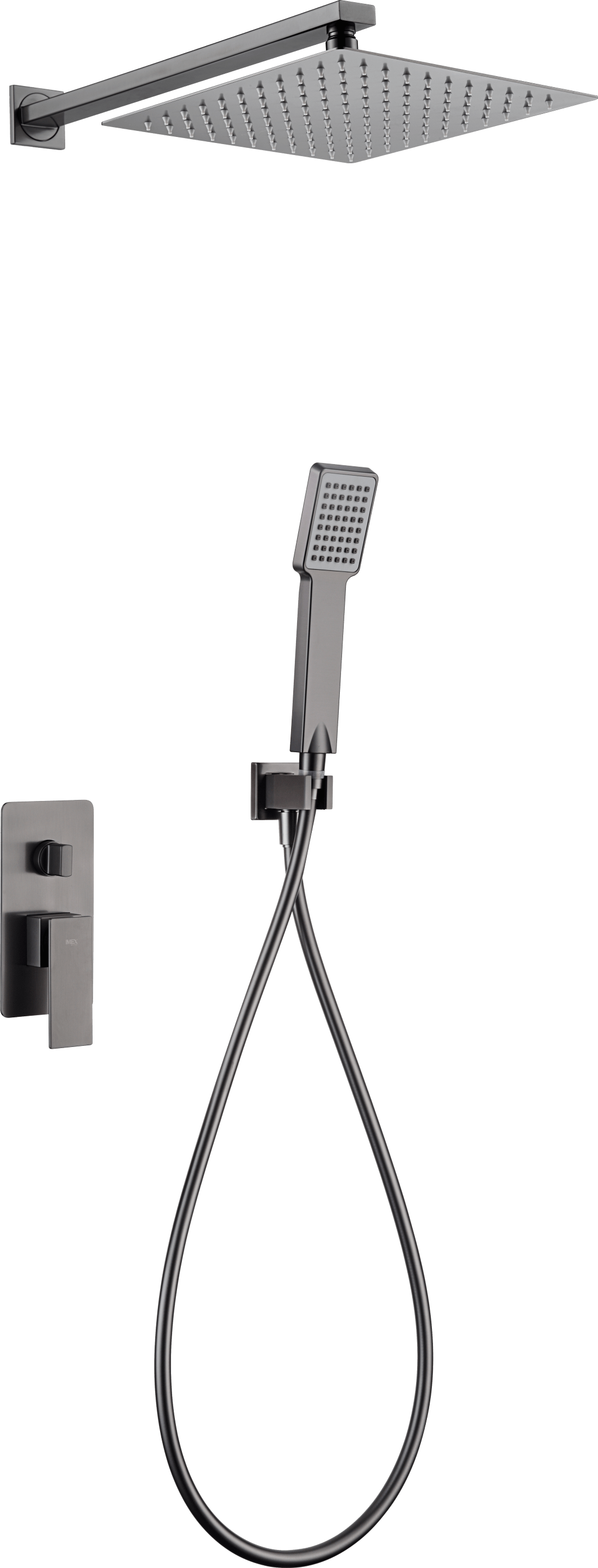 Conjunto Ducha Monomando Empotrado Pisa Negro Gun Metal