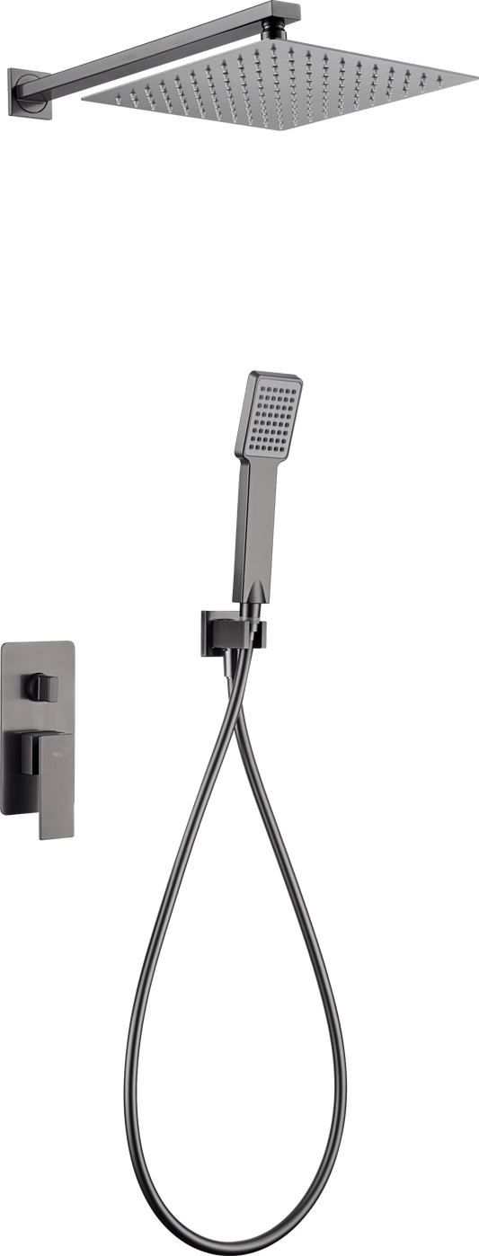 Conjunto Ducha Monomando Empotrado Pisa Negro Gun Metal