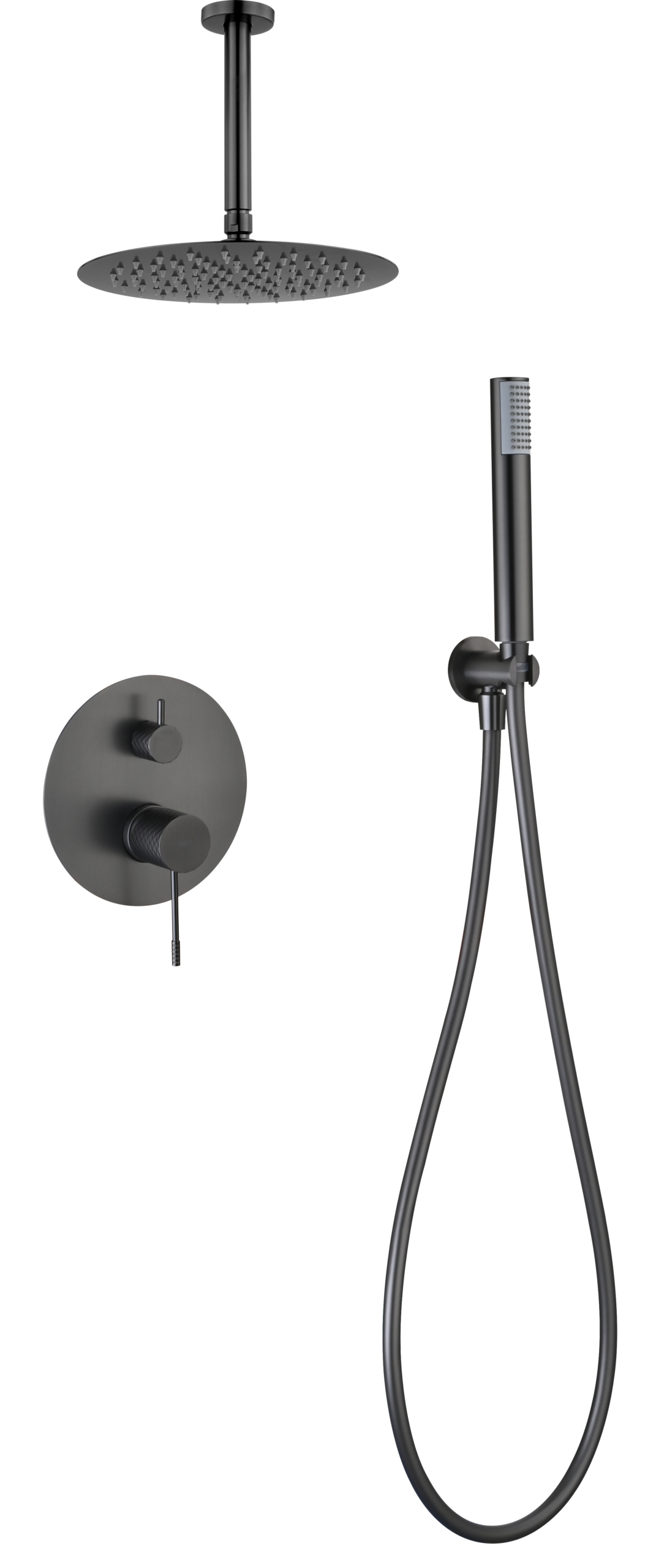 Piamonte Black Gun Metal Concealed Single Lever Shower Set, main product view