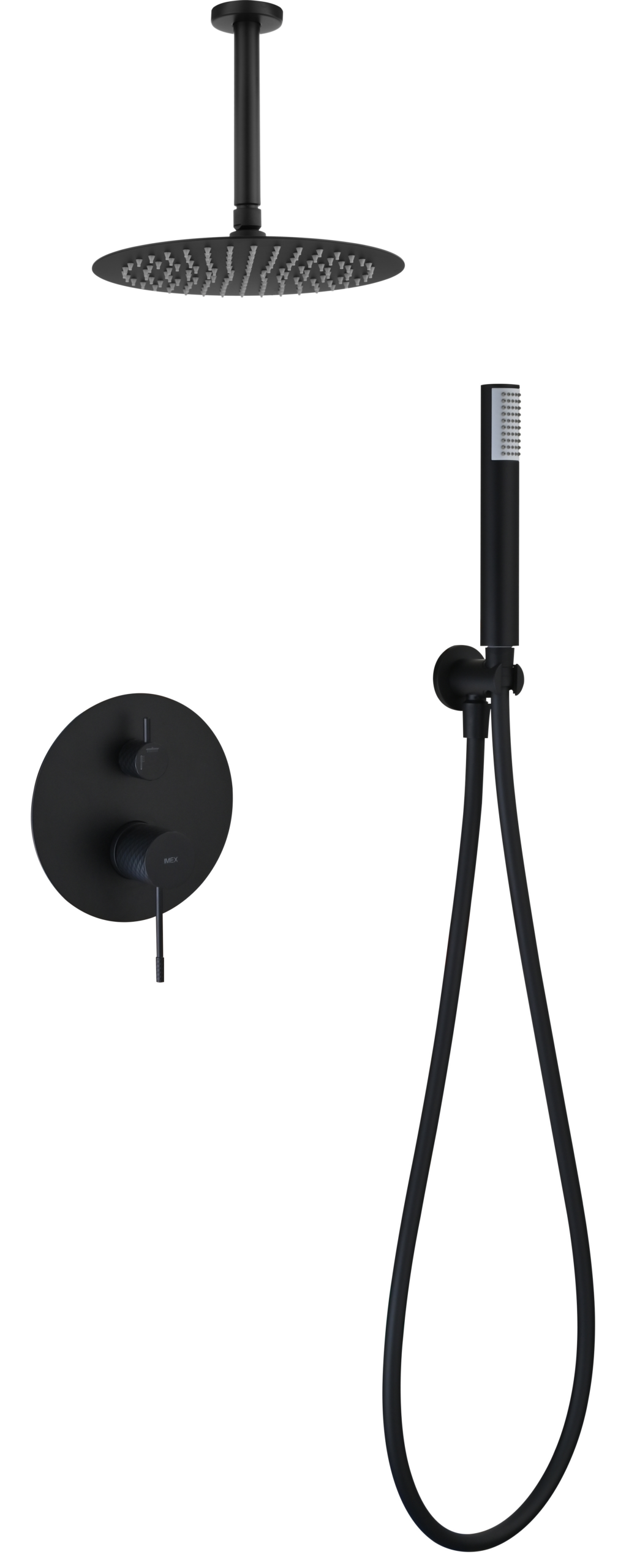 Piamonte Matte Black Concealed Single Lever Shower Set, main product view