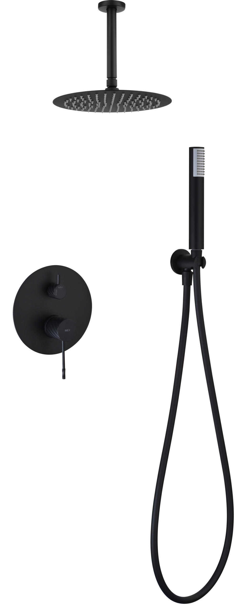 Palau Matte Black Concealed Single Lever Shower Set, main product view