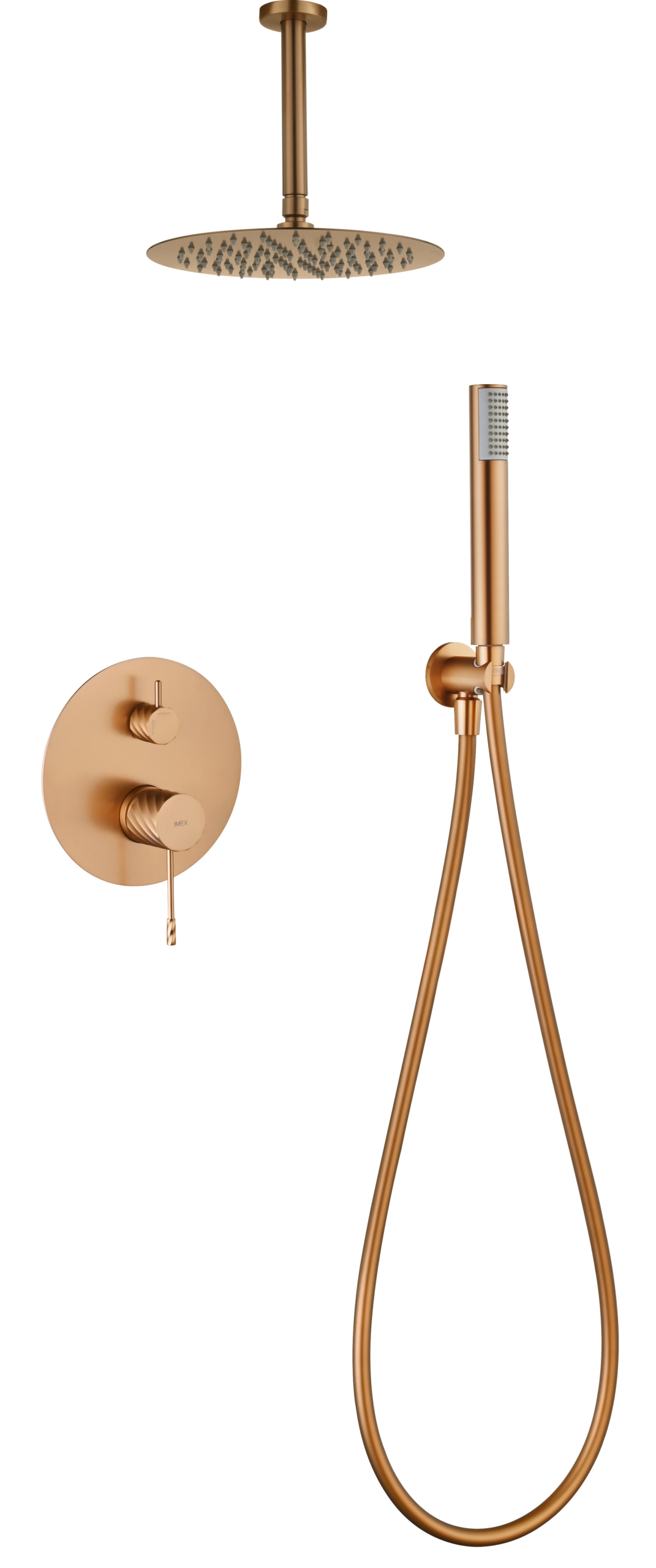 Palau Brushed Rose Gold Concealed Single Lever Shower Set, main product view