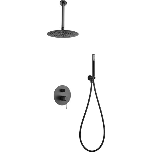 Conjunto De Ducha Empotrado Monomando Top Negro Gum Metal