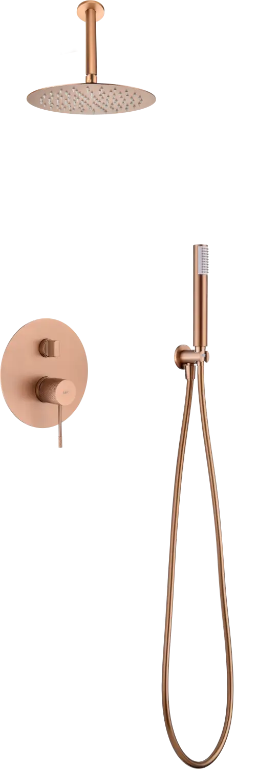 Conjunto Ducha Monomando Empotrado Top Oro Rosa Cepillado