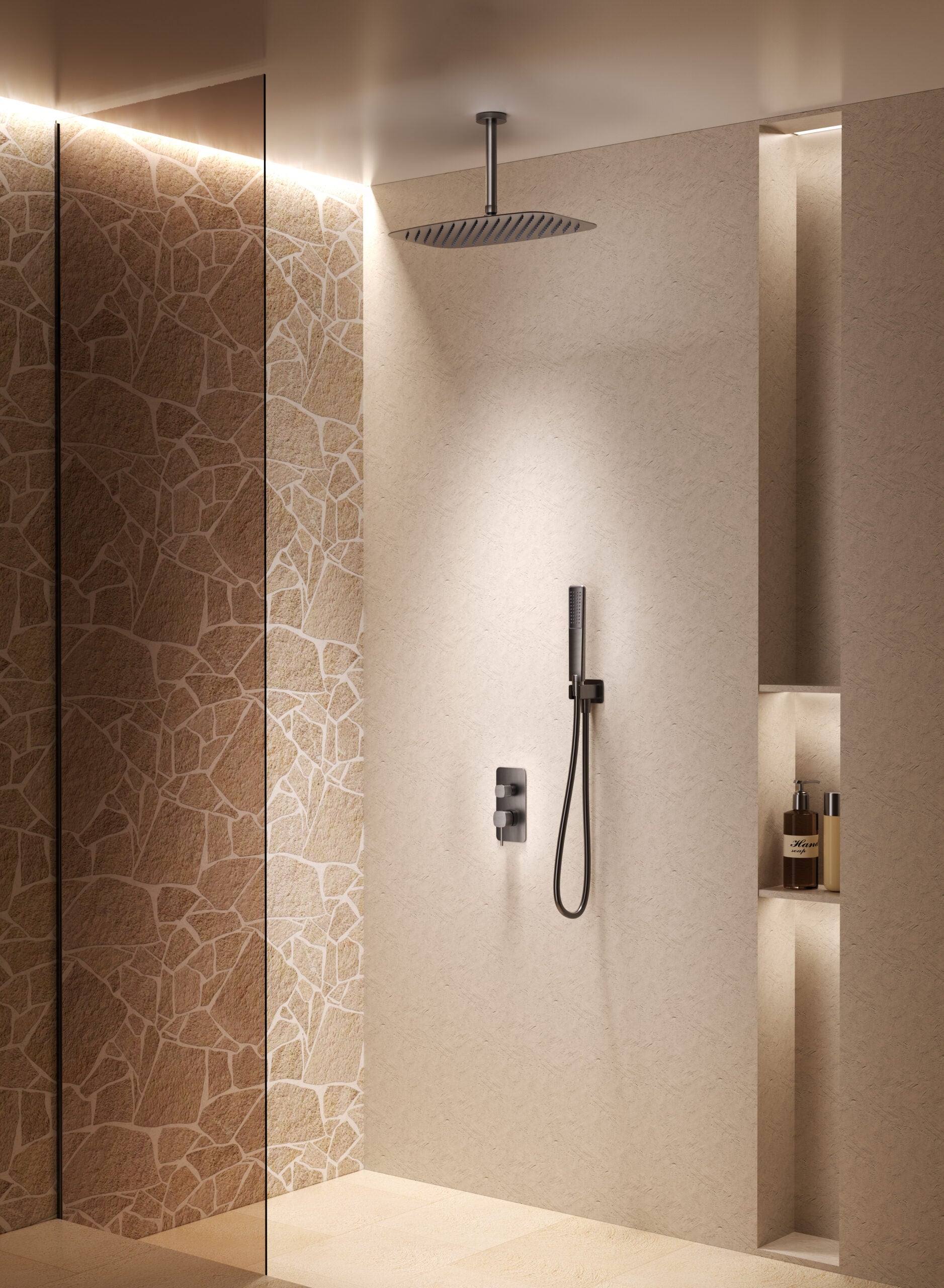 Firenze – Sassari Brushed Rose Gold Concealed Single Lever Shower Set, view 3