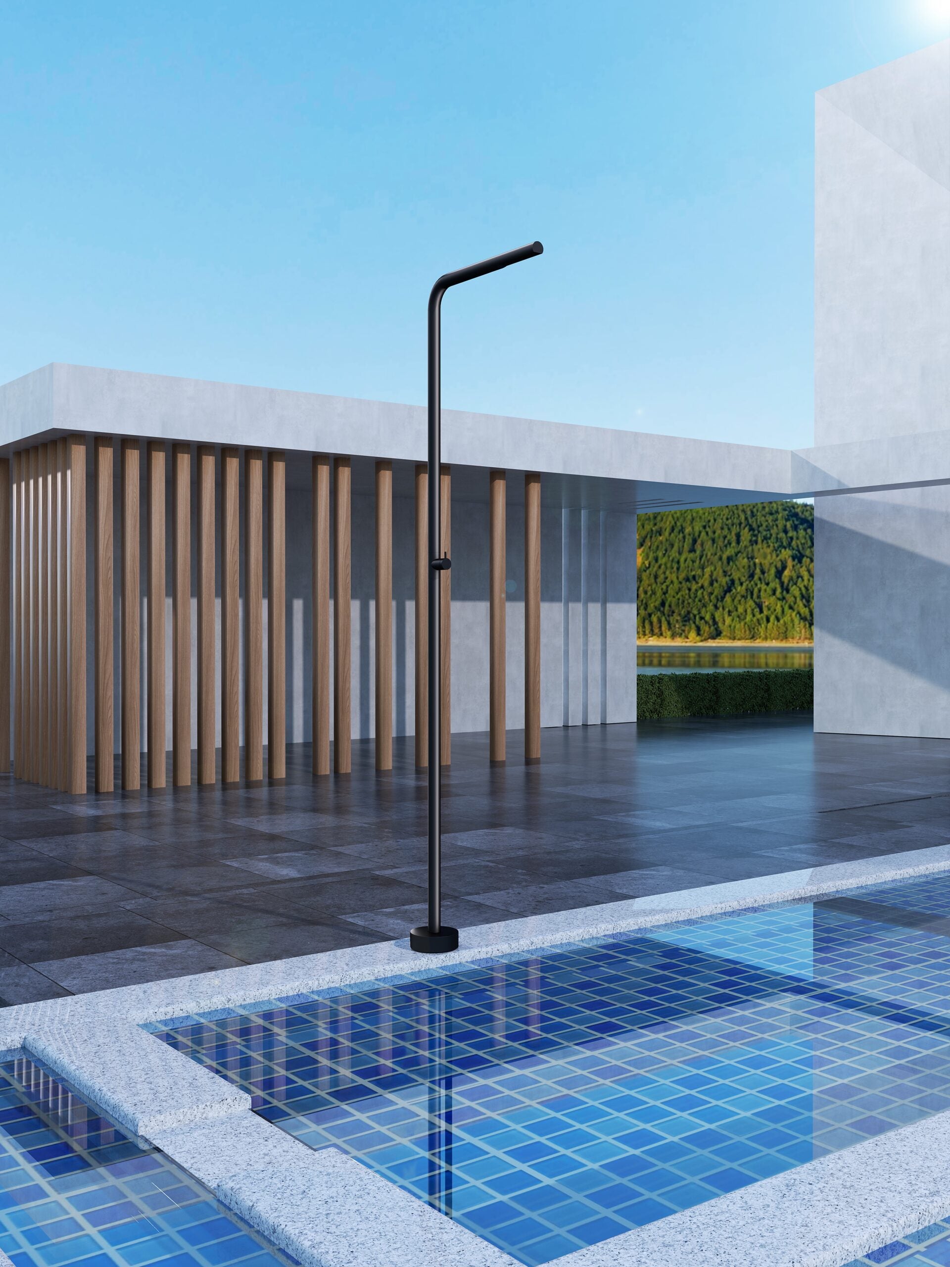Colorado Matte Black Steel Pool Shower Tap in 316 Stainless Steel, view 2