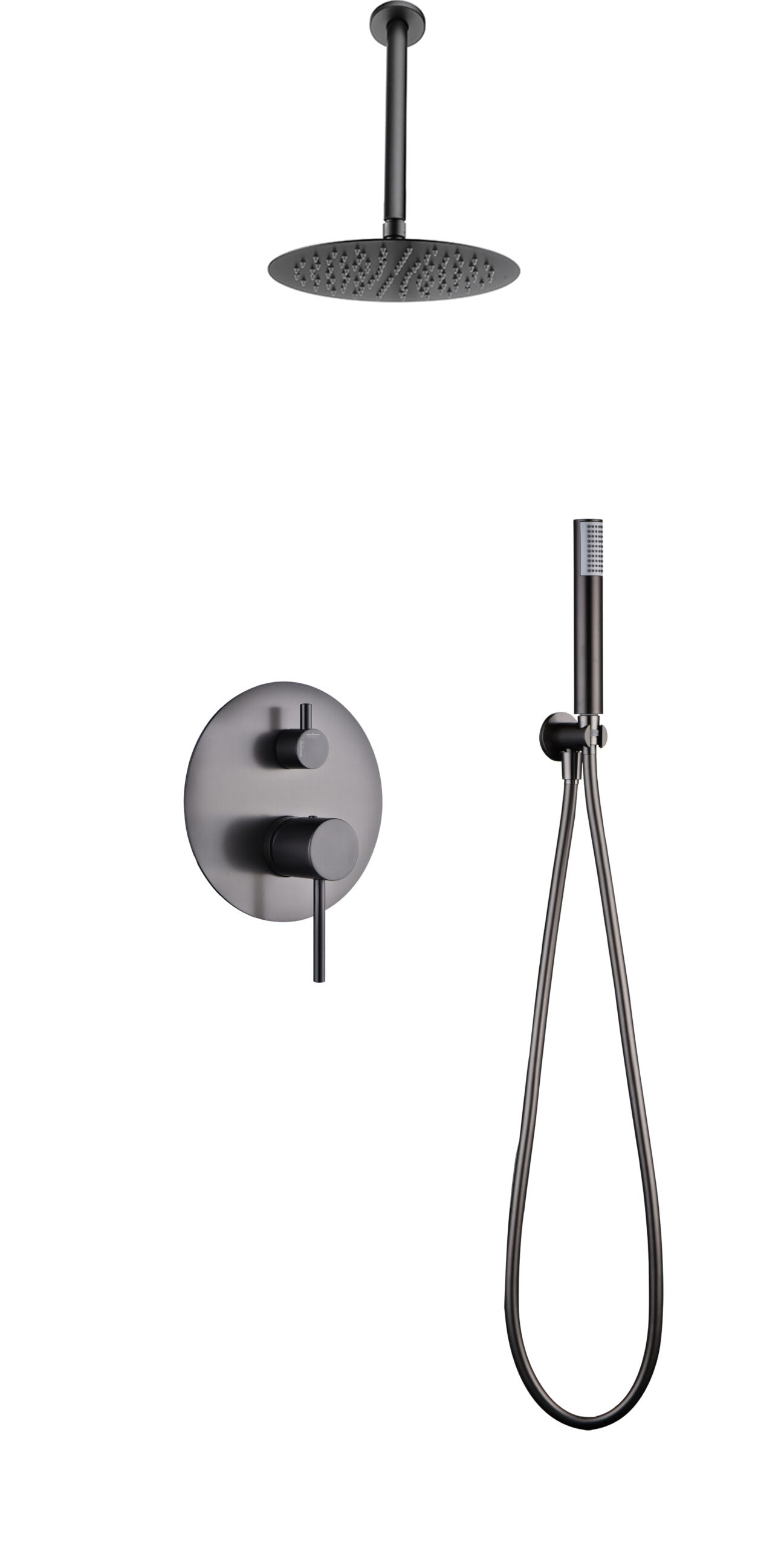 Conjunto Ducha Monomando Empotrado Tívoli Negro Gun Metal