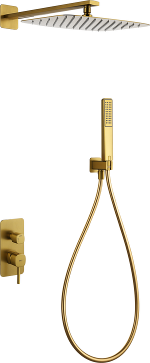 Toscana Brushed Gold Concealed Single Lever Shower Set, main product view