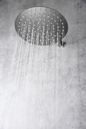 Black Gun Metal Thermostatic Shower Set Built-In, rain head detail