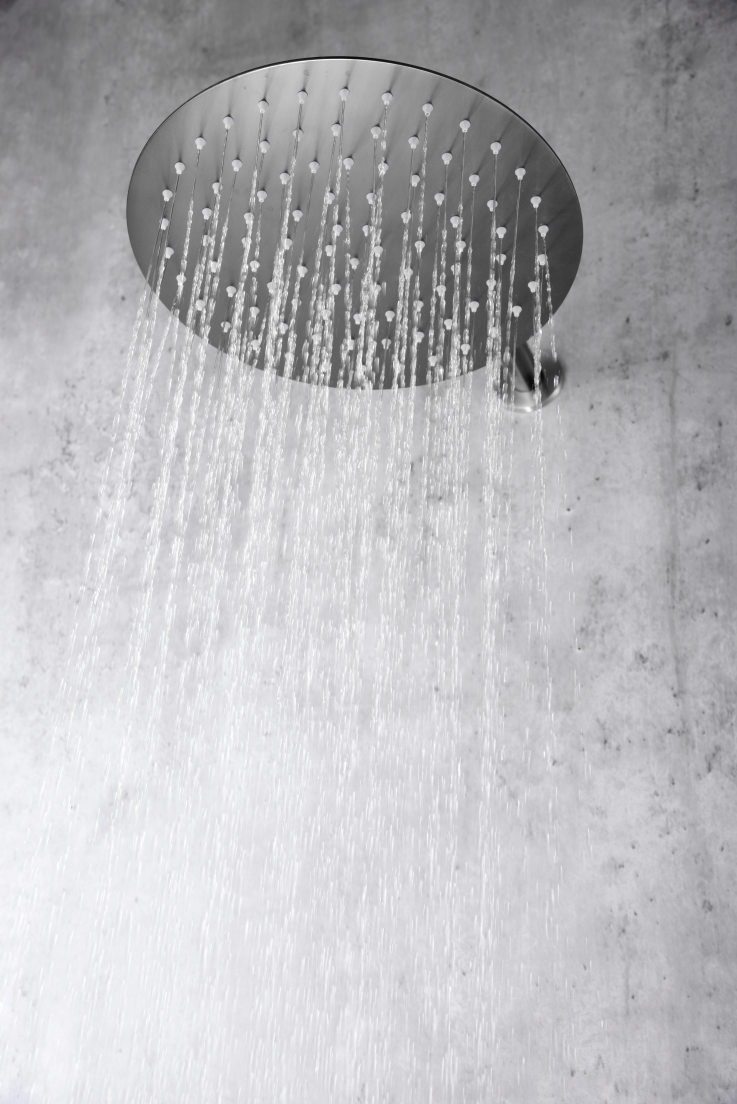 Black Gun Metal Thermostatic Shower Set Built-In, rain head detail