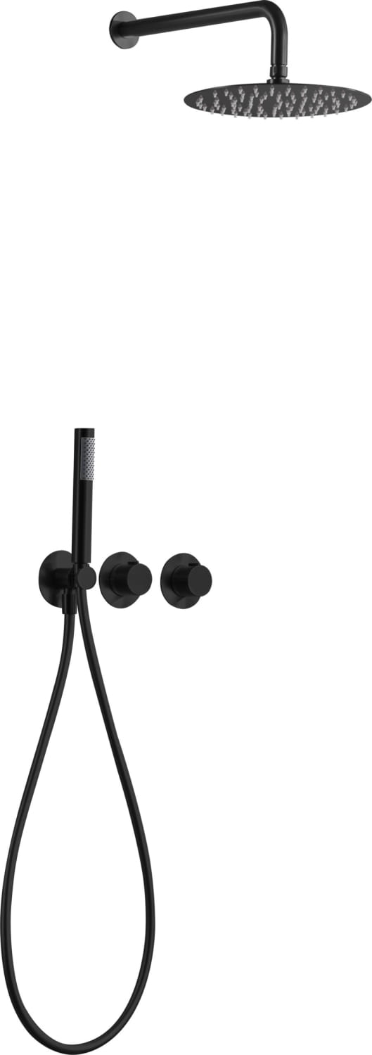 Conjunto Ducha Termostático Empotrado Assen Negro Mate