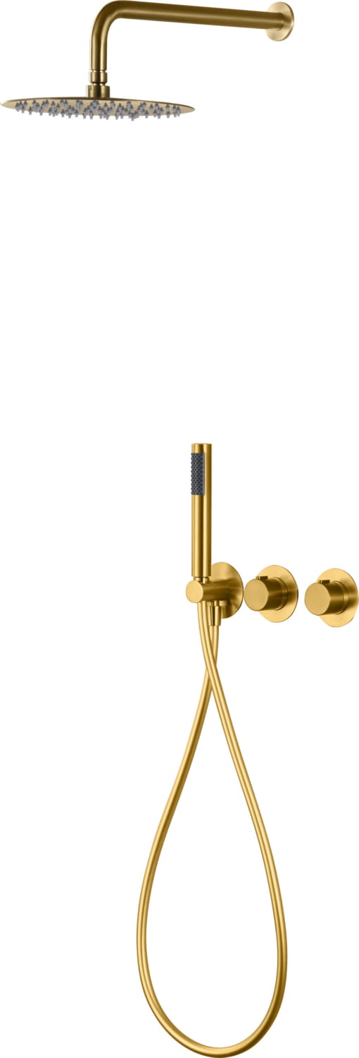 Conjunto Ducha Termostático Empotrado Assen Oro Cepillado