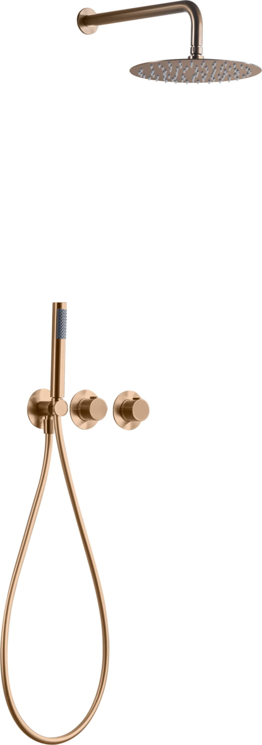 Conjunto Ducha Termostático Empotrado Assen Oro Rosa Cepillado