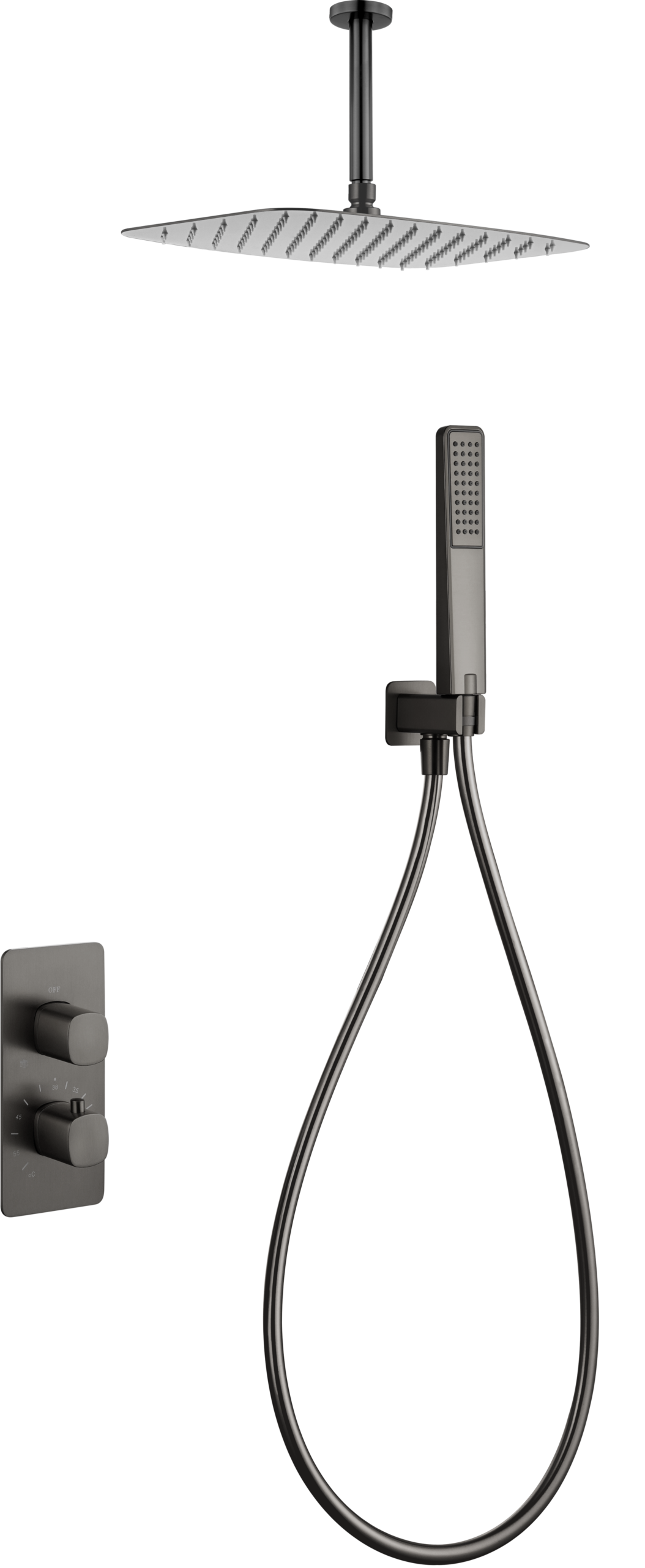 Arezzo Black Gun Metal Concealed Thermostatic Shower Set, main product view