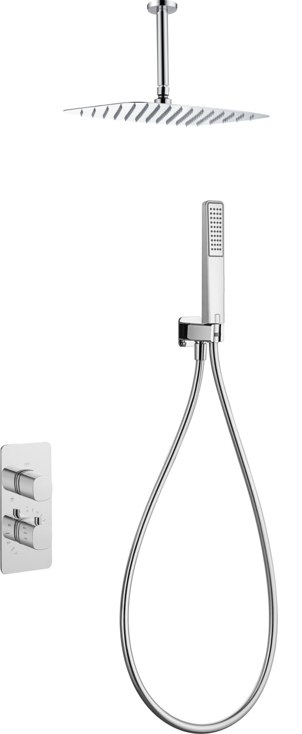 Arezzo Chrome Concealed Thermostatic Shower Set, main product view