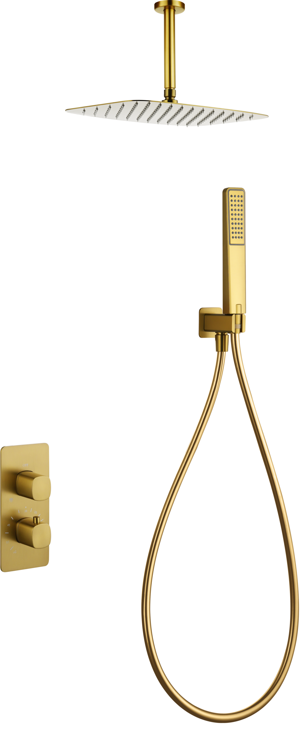 Arezzo Brushed Gold Concealed Thermostatic Shower Set, main product view