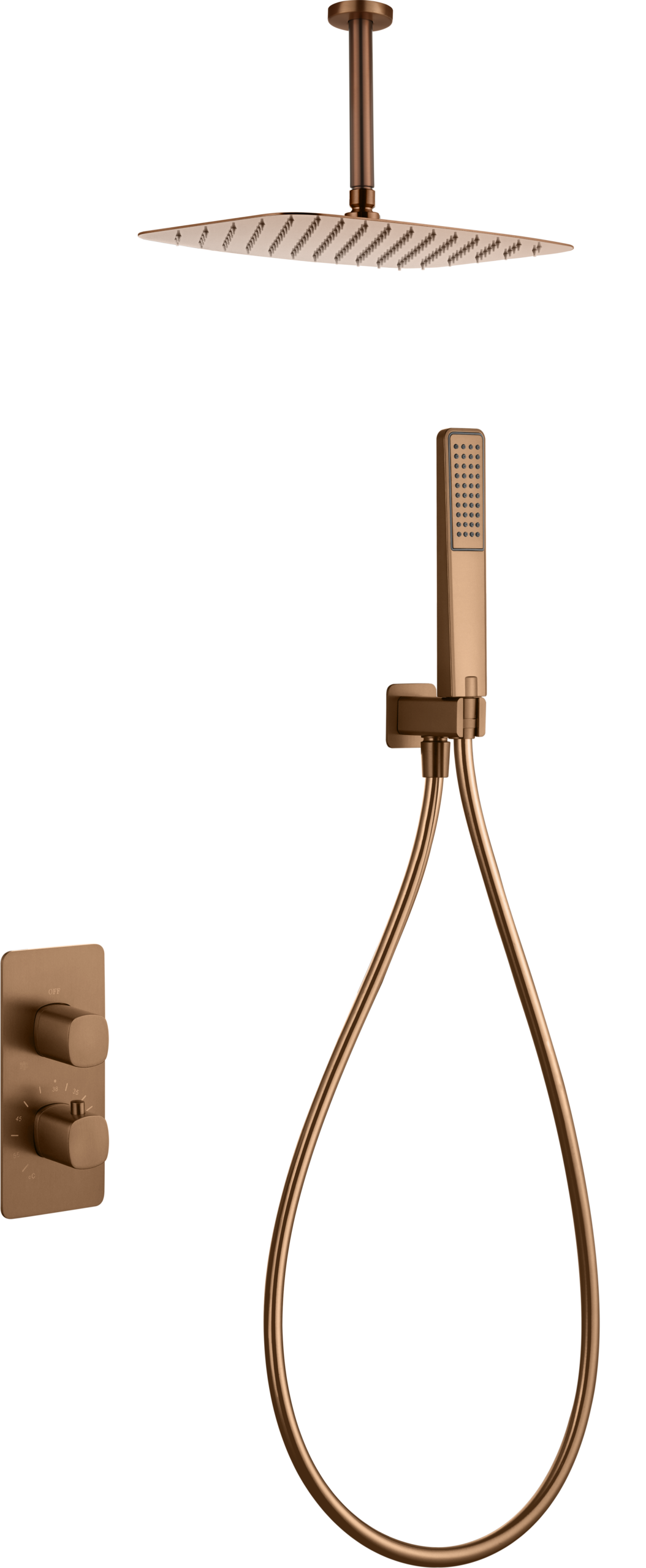 Arezzo Brushed Rose Gold Concealed Thermostatic Shower Set, main product view