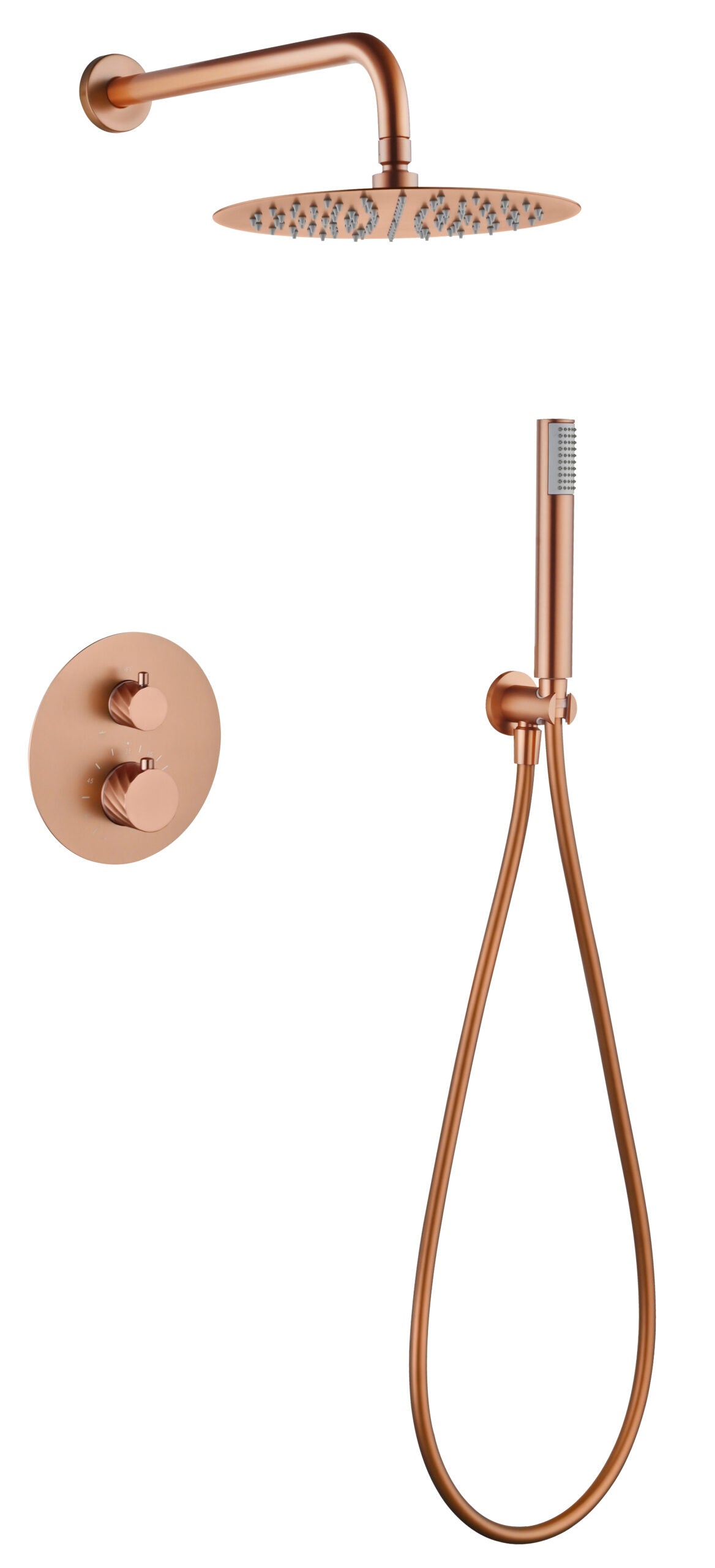Bless Brushed Rose Gold Concealed Thermostatic Shower Set, main product view