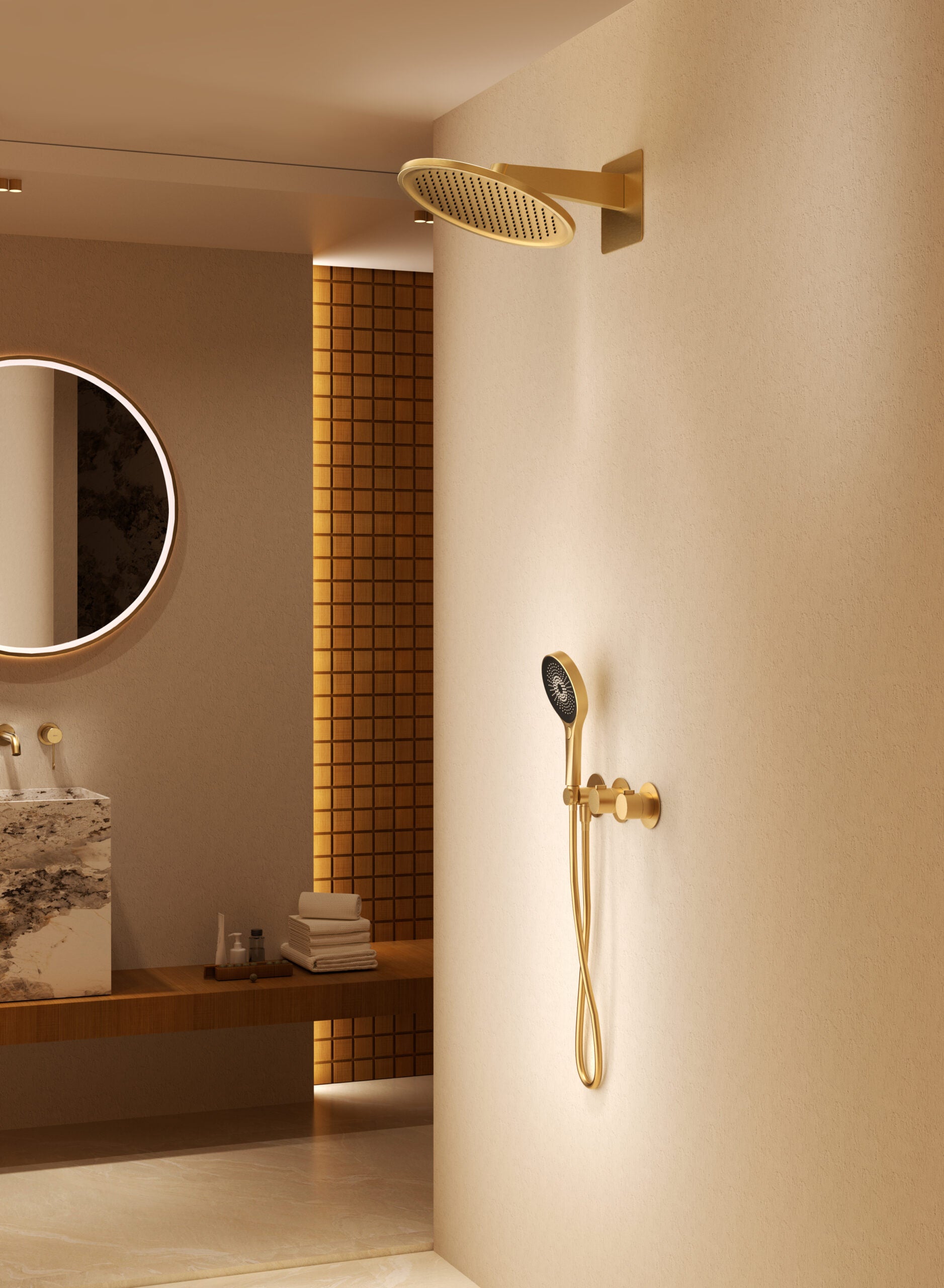 Bolonia Brushed Rose Gold Concealed Thermostatic Shower Set, view 5