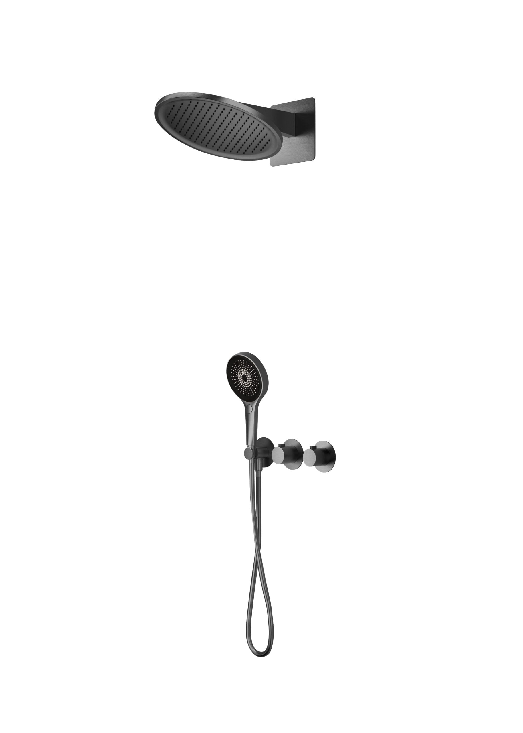 Bolonia Black Gun Metal Concealed Thermostatic Shower Set, main product view