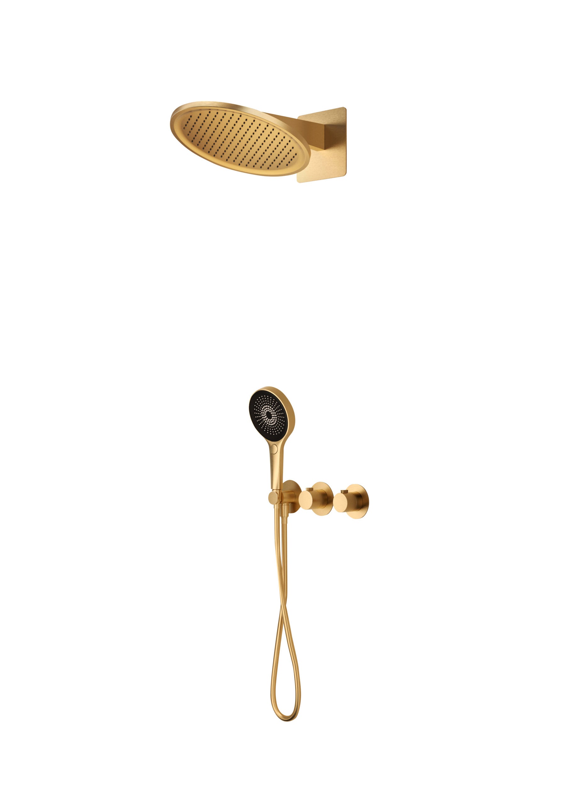 Bolonia Brushed Gold Concealed Thermostatic Shower Set, main product view