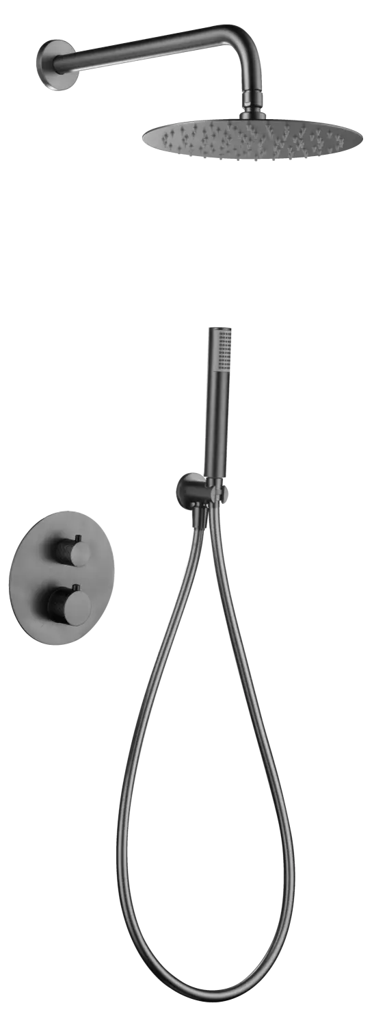 Conjunto Ducha Termostático Empotrado Génova Black Gun Metal