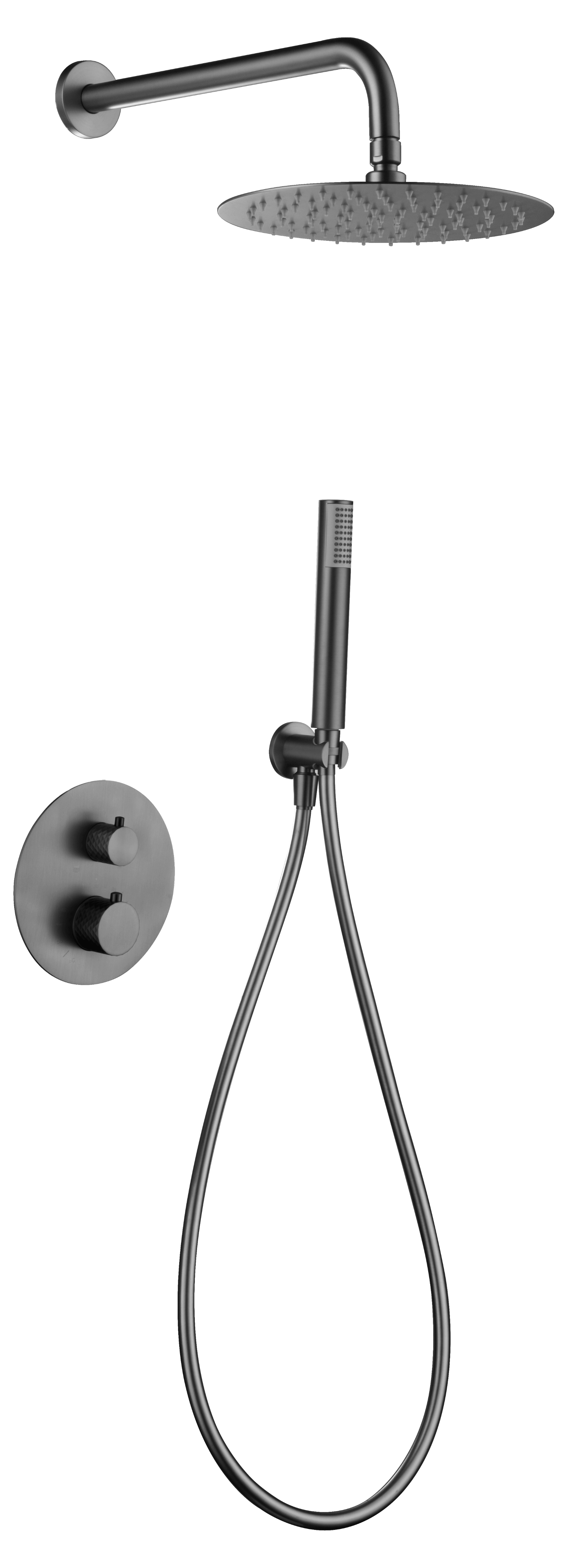 Conjunto Ducha Termostático Empotrado Génova Negro Gun Metal