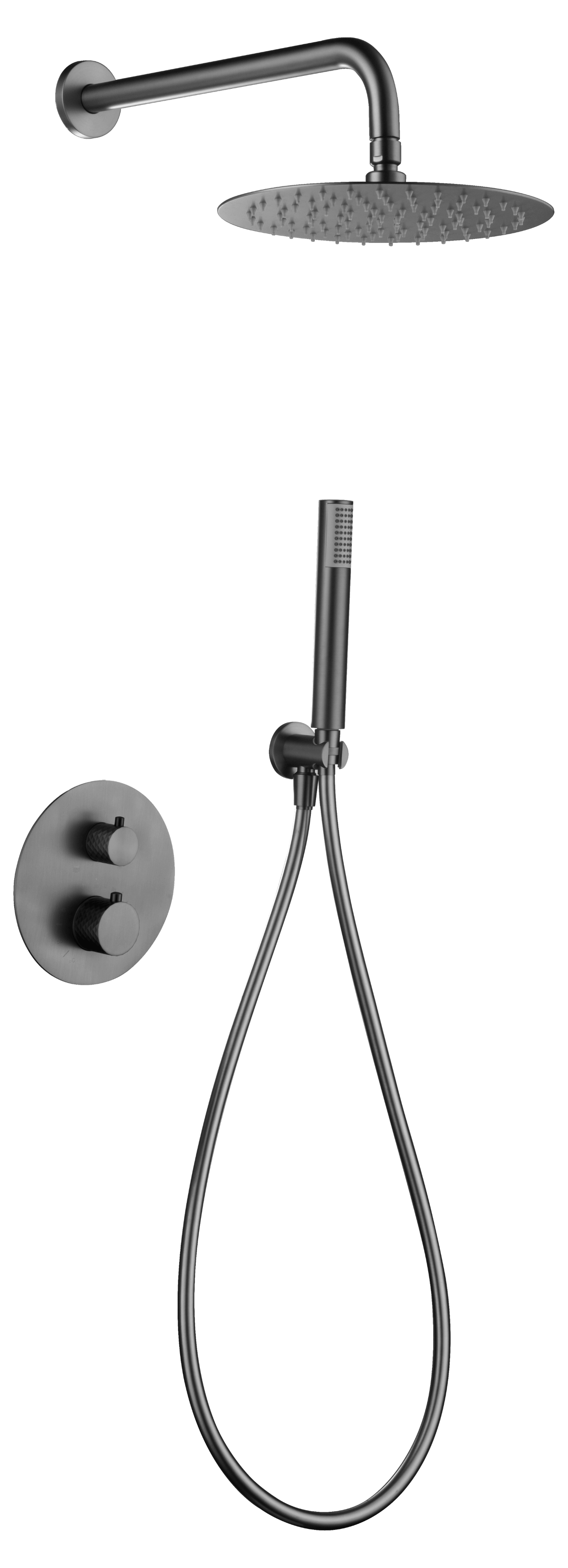 Conjunto Ducha Termostático Empotrado Génova Negro Gun Metal