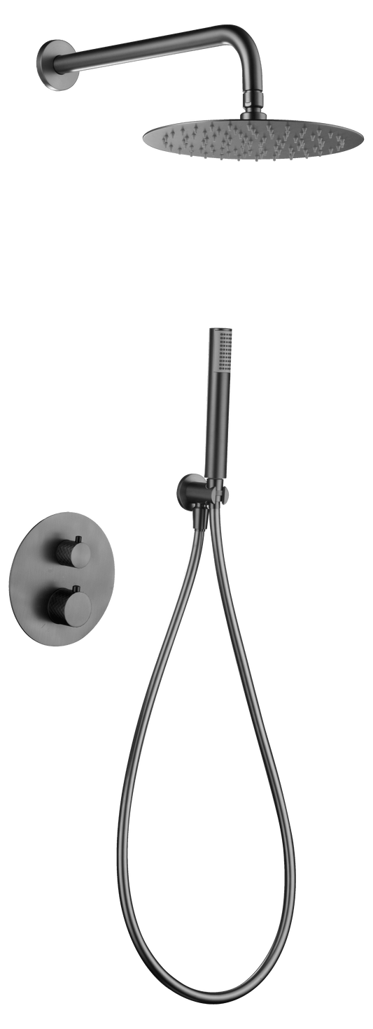 Conjunto Ducha Termostático Empotrado Génova Negro Gun Metal