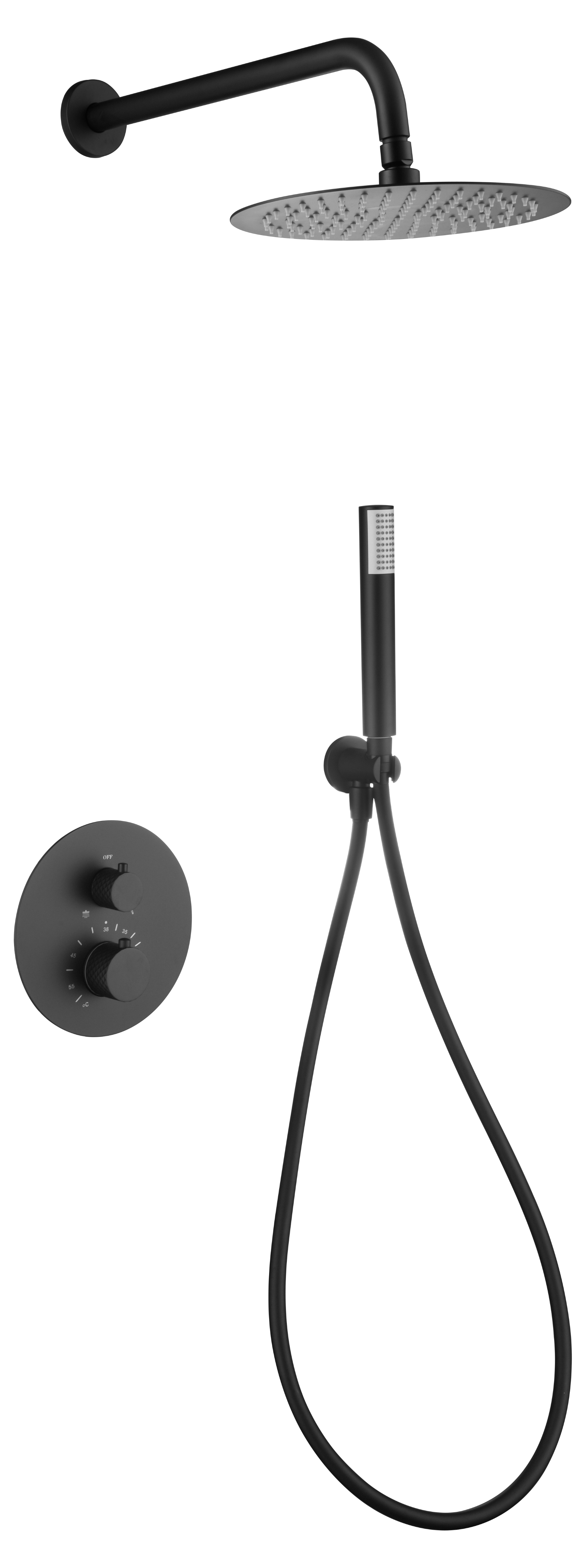 Matte Black Built-In Thermostatic Shower Set, view 2