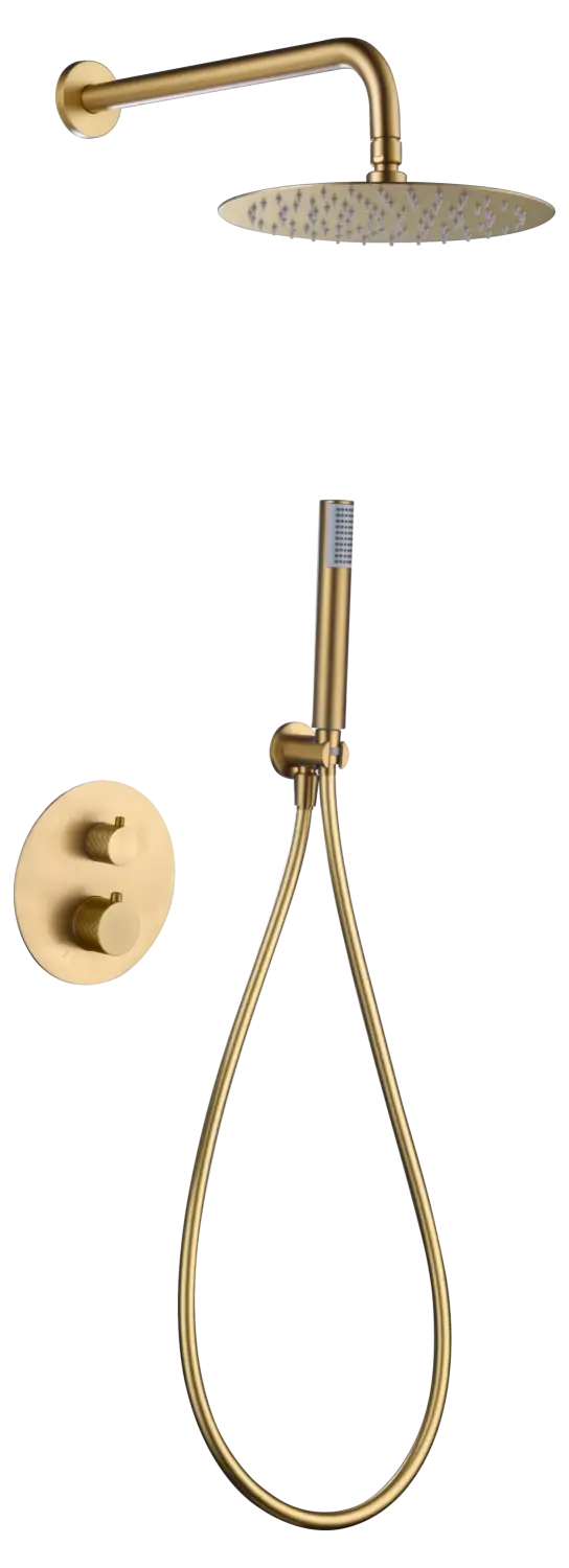 Conjunto Ducha Termostático Empotrado Génova Oro Cepillado