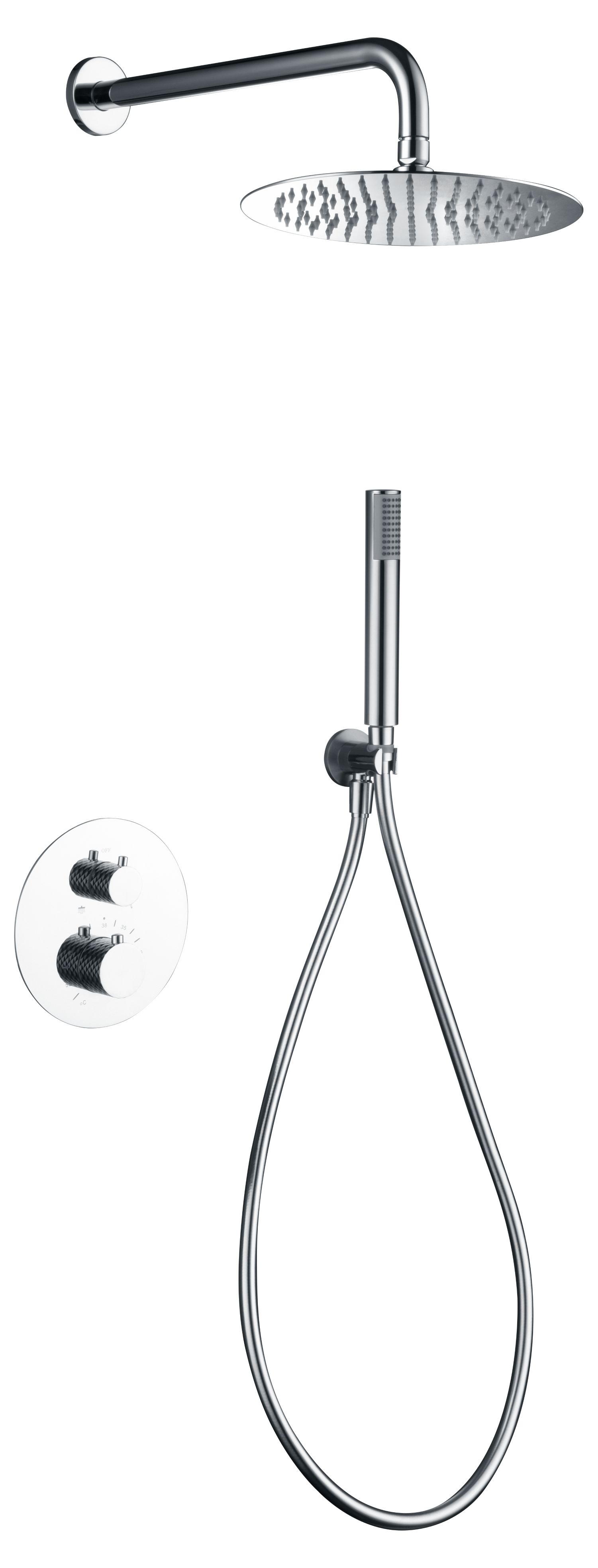 Chrome Thermostatic Shower Set Built-In Design, view 2