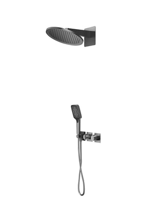 Inari Black Gun Metal Concealed Thermostatic Shower Set, main product view