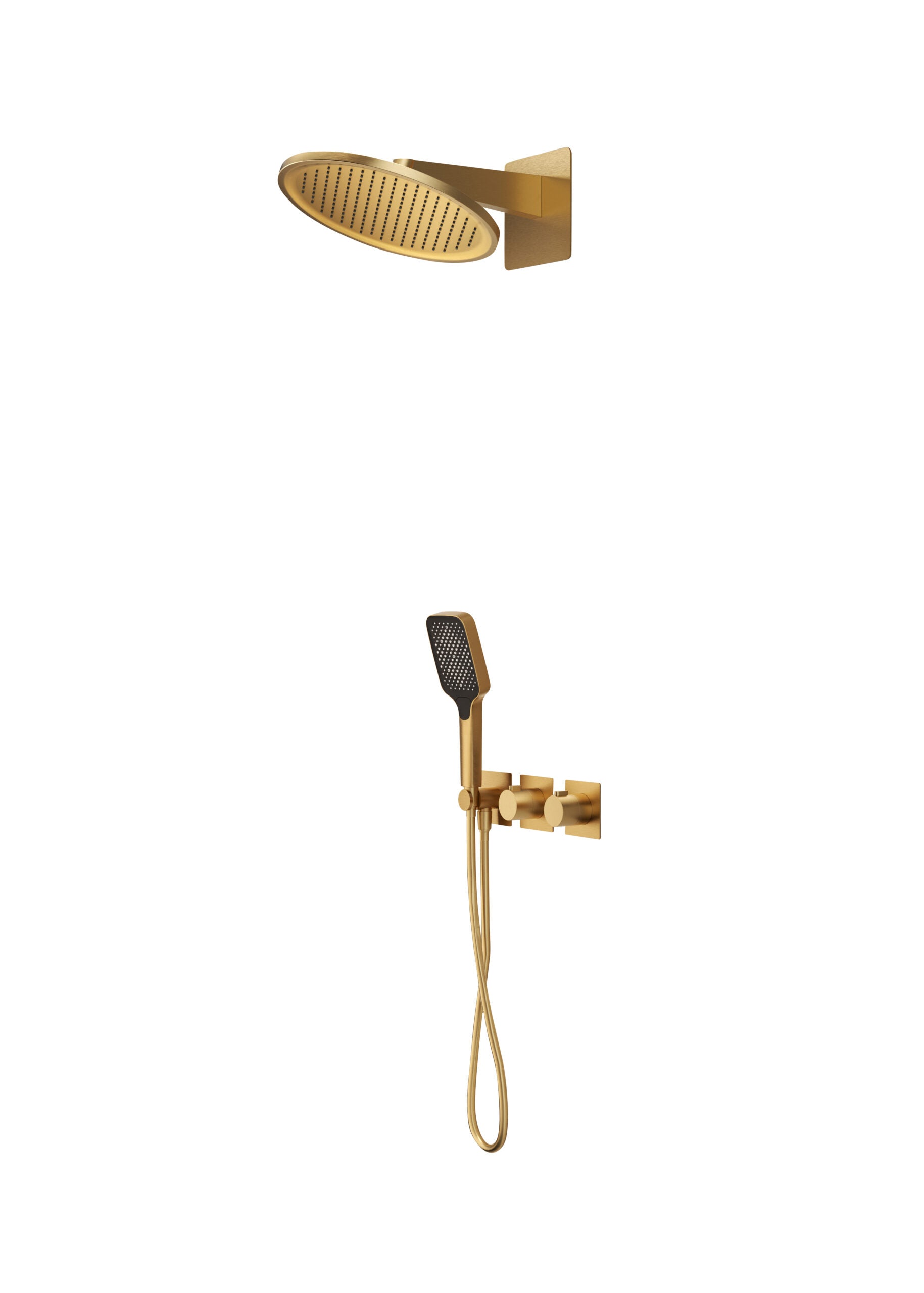 Inari Brushed Gold Concealed Thermostatic Shower Set, main product view