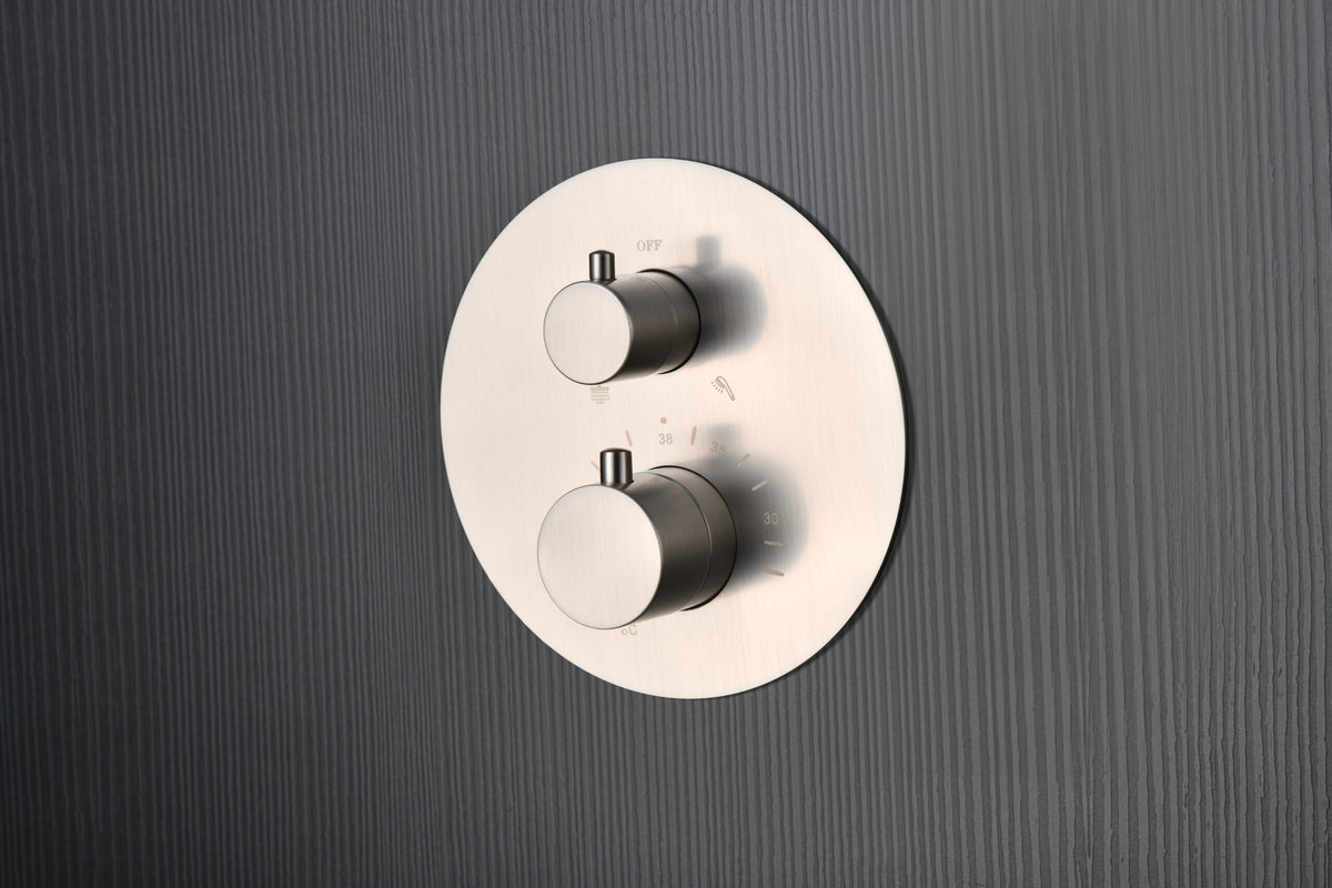 Brushed Nickel Thermostatic Shower Set Built-in, mixer detail