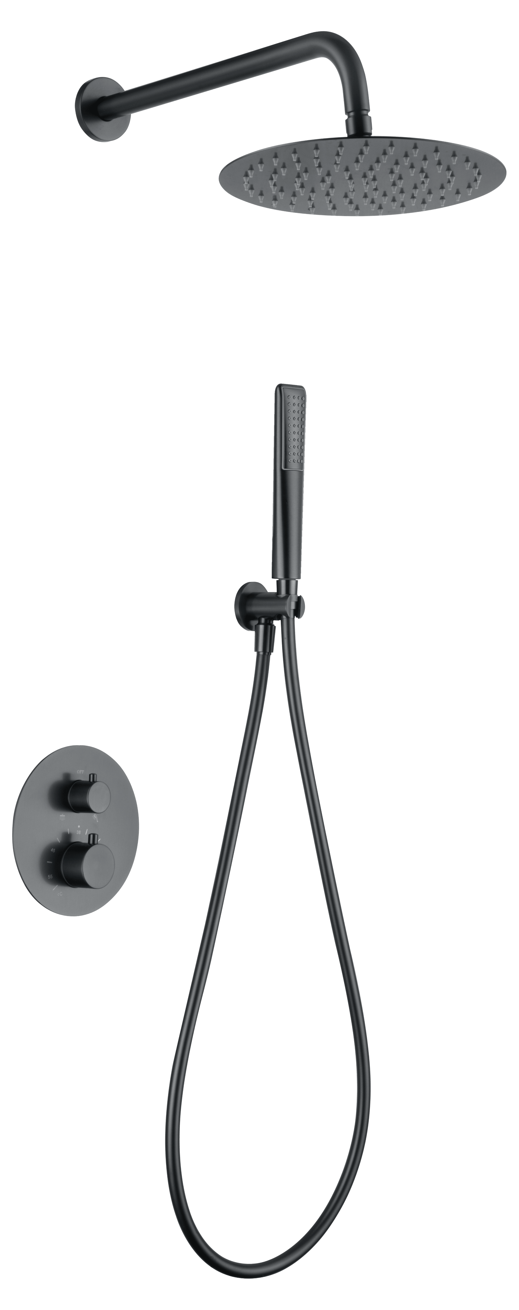 Conjunto Ducha Termostático Empotrado Nápoles Negro Gun Metal
