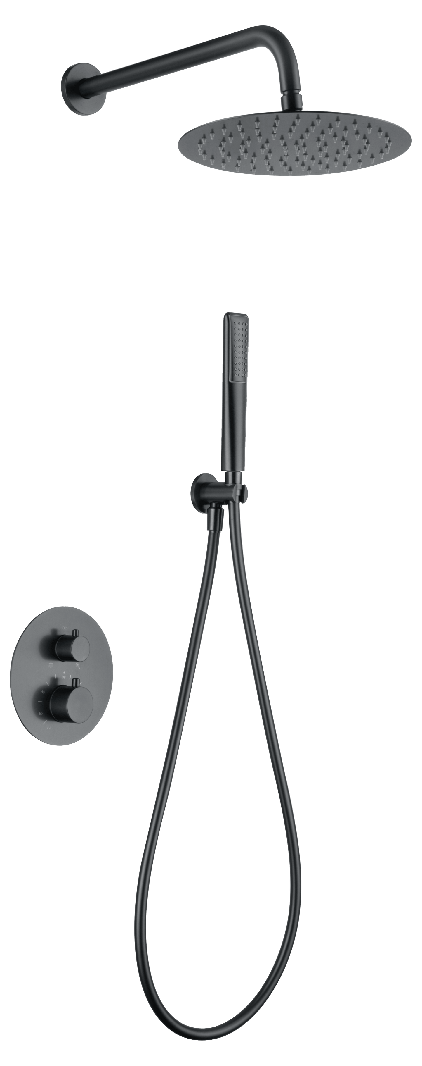 Conjunto Ducha Termostático Empotrado Nápoles Negro Gun Metal