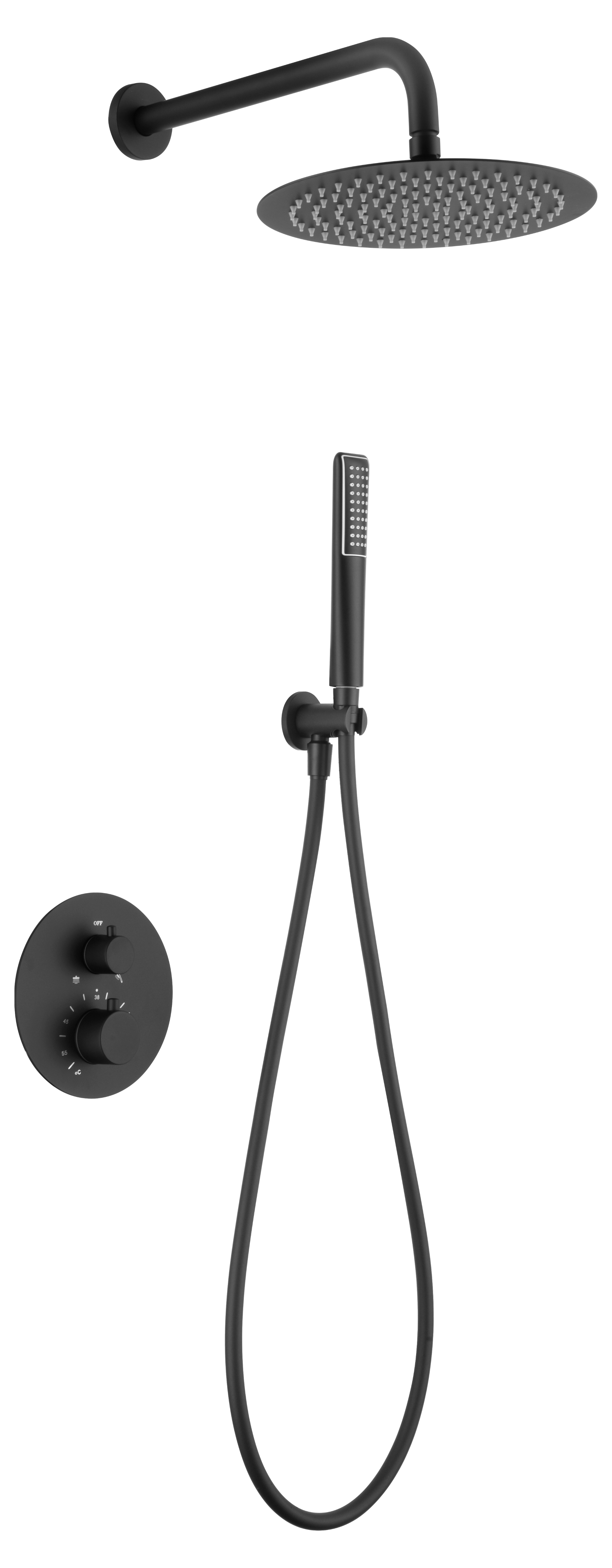 Matte Black Built-in Thermostatic Shower Set, view 2