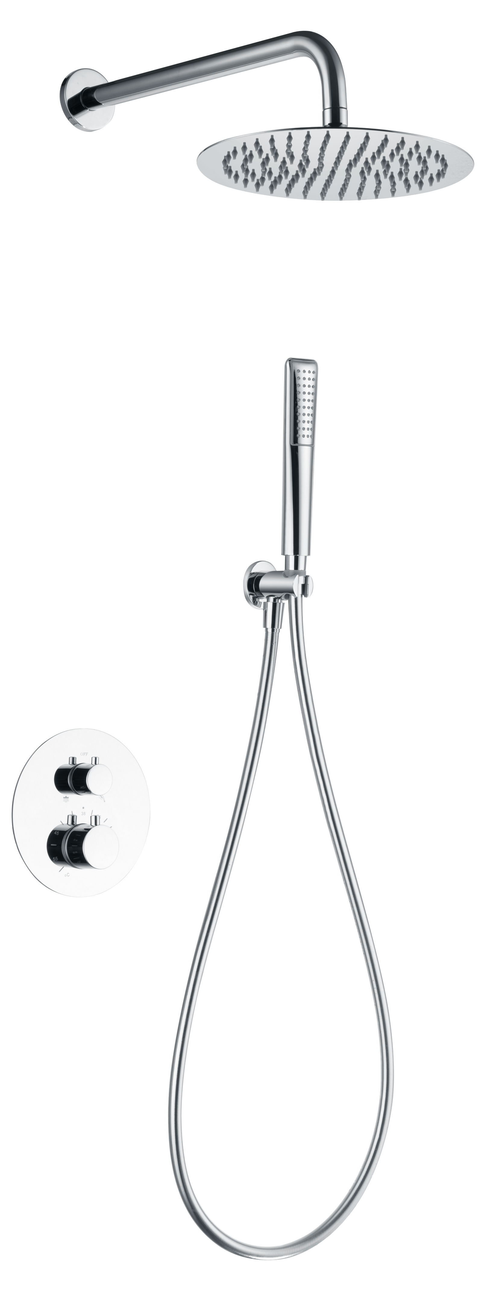 Chrome Thermostatic Shower Set Built-in Modern Design, view 2