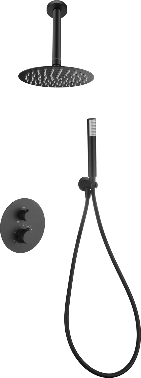 Conjunto Ducha Termostático Empotrado Piamonte Neg