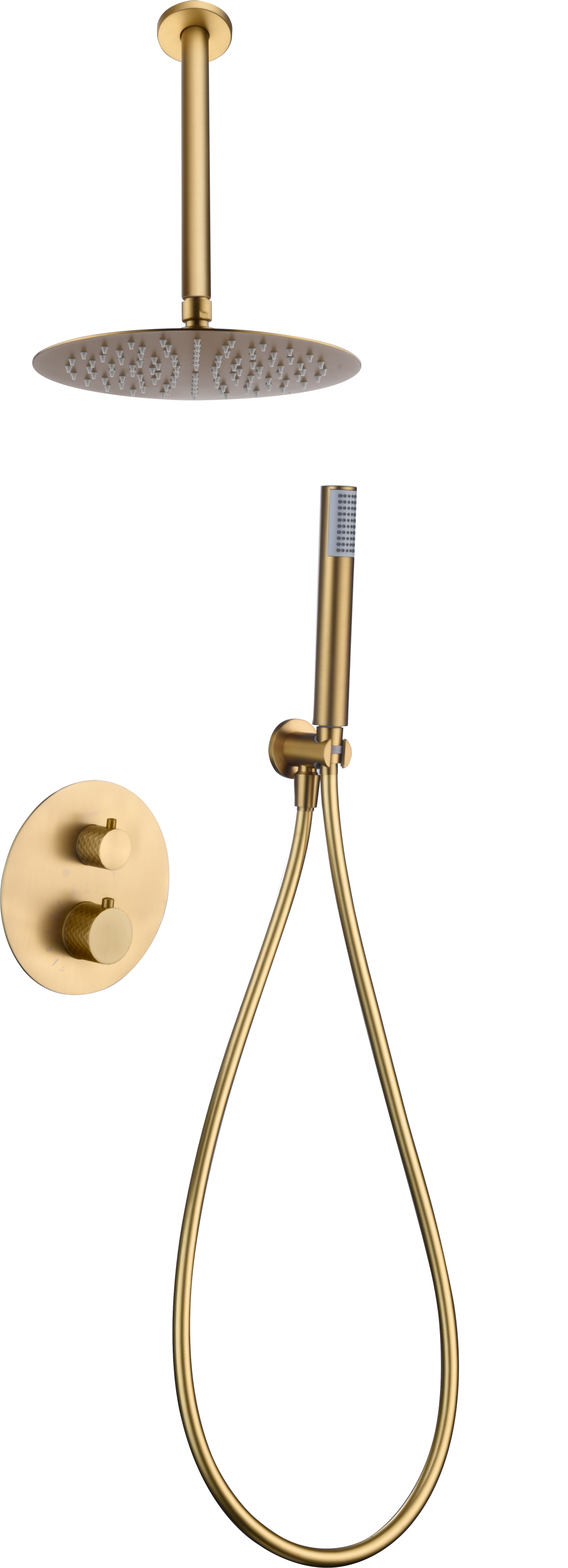 Gold Thermostatic Shower Set Built-in Recessed Design, view 2