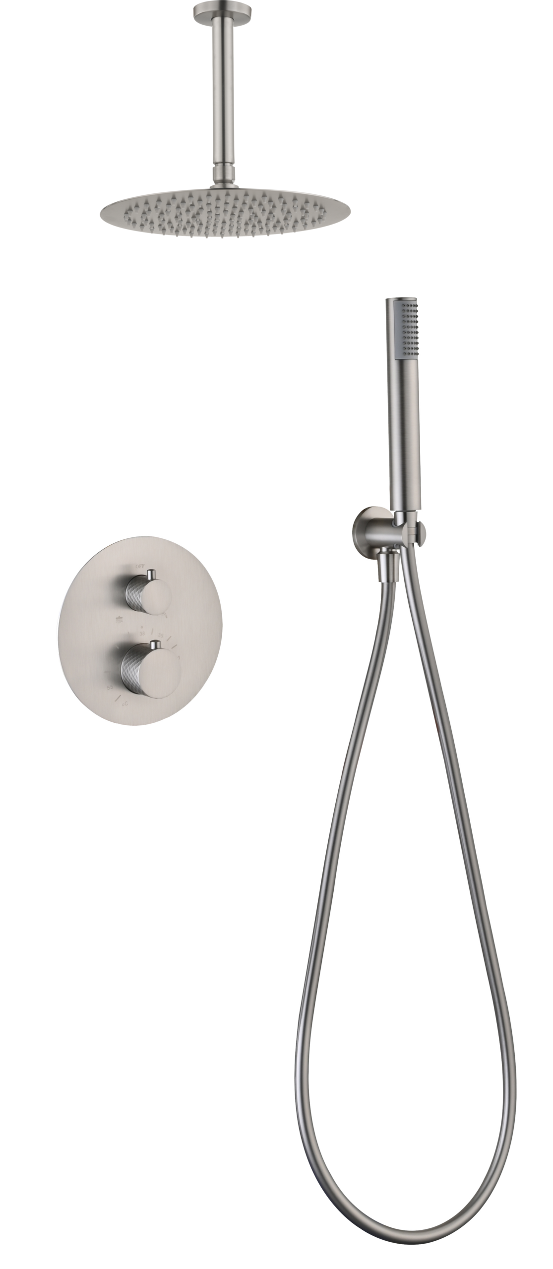 Génova Brushed Nickel Concealed Thermostatic Shower Set GTP059/NQ, main product view