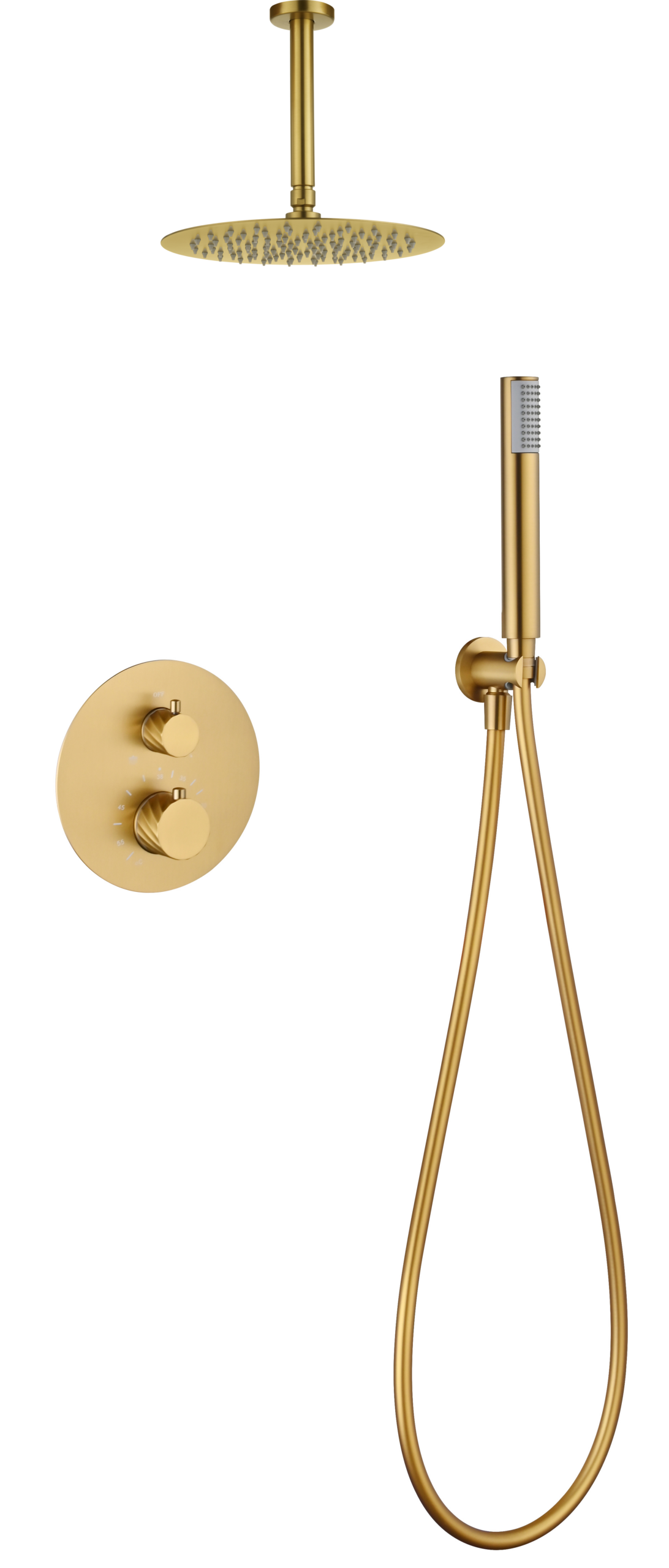 Palau Brushed Gold Concealed Thermostatic Shower Set, main product view