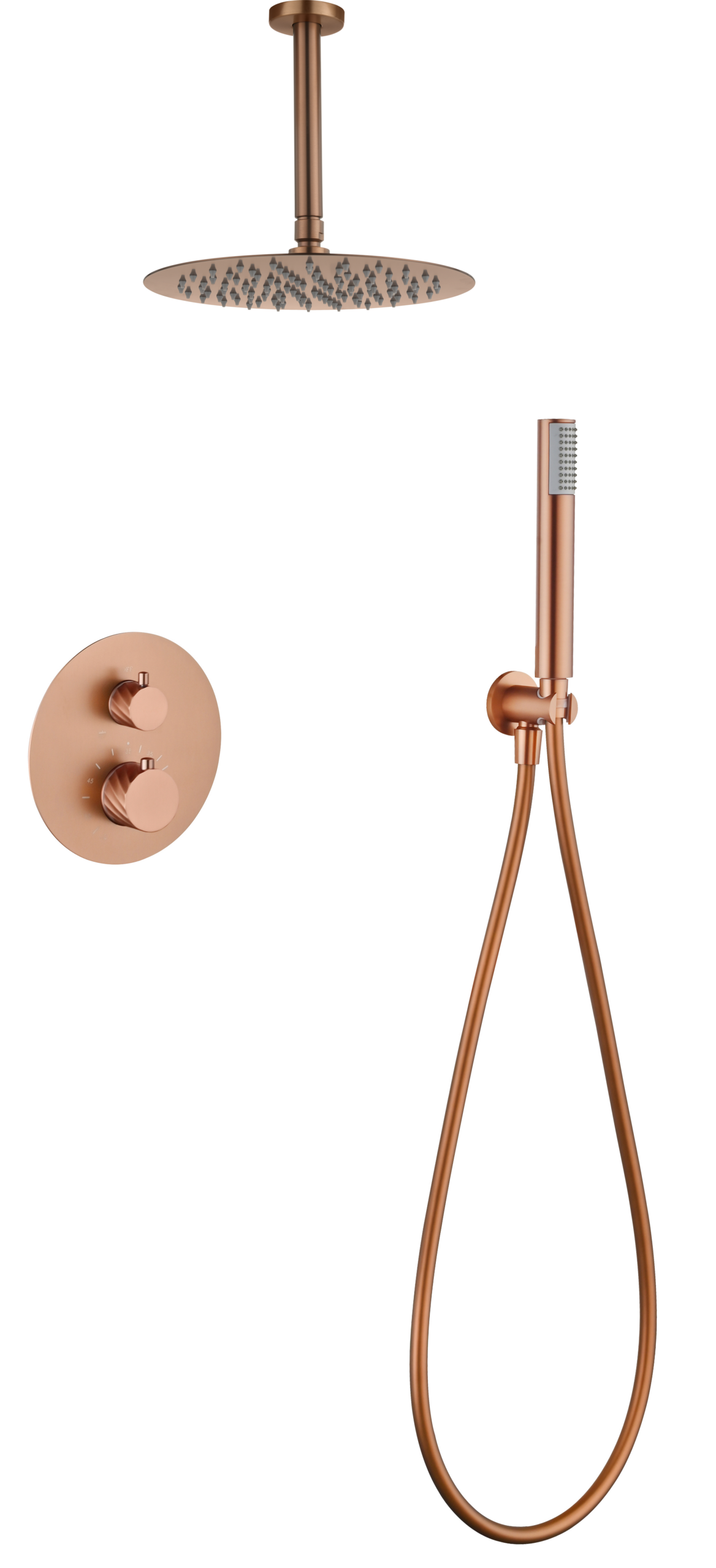 Palau Brushed Rose Gold Concealed Thermostatic Shower Set, main product view