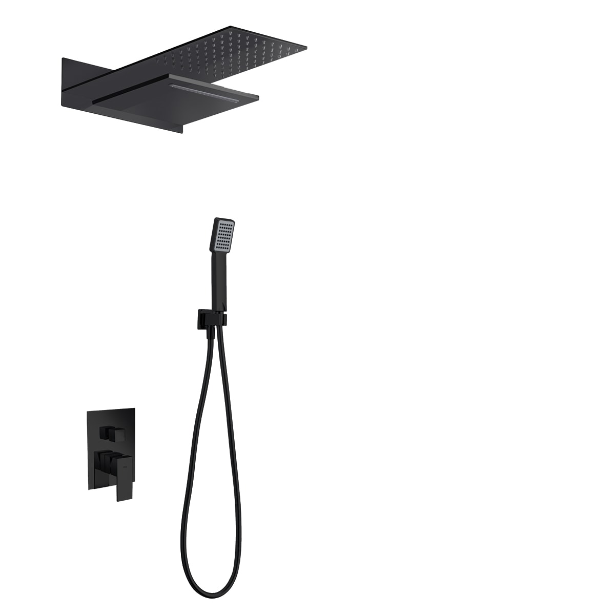 Conjunto De Ducha Empotrado Termostático Rodas Negro Mate - Shower Set