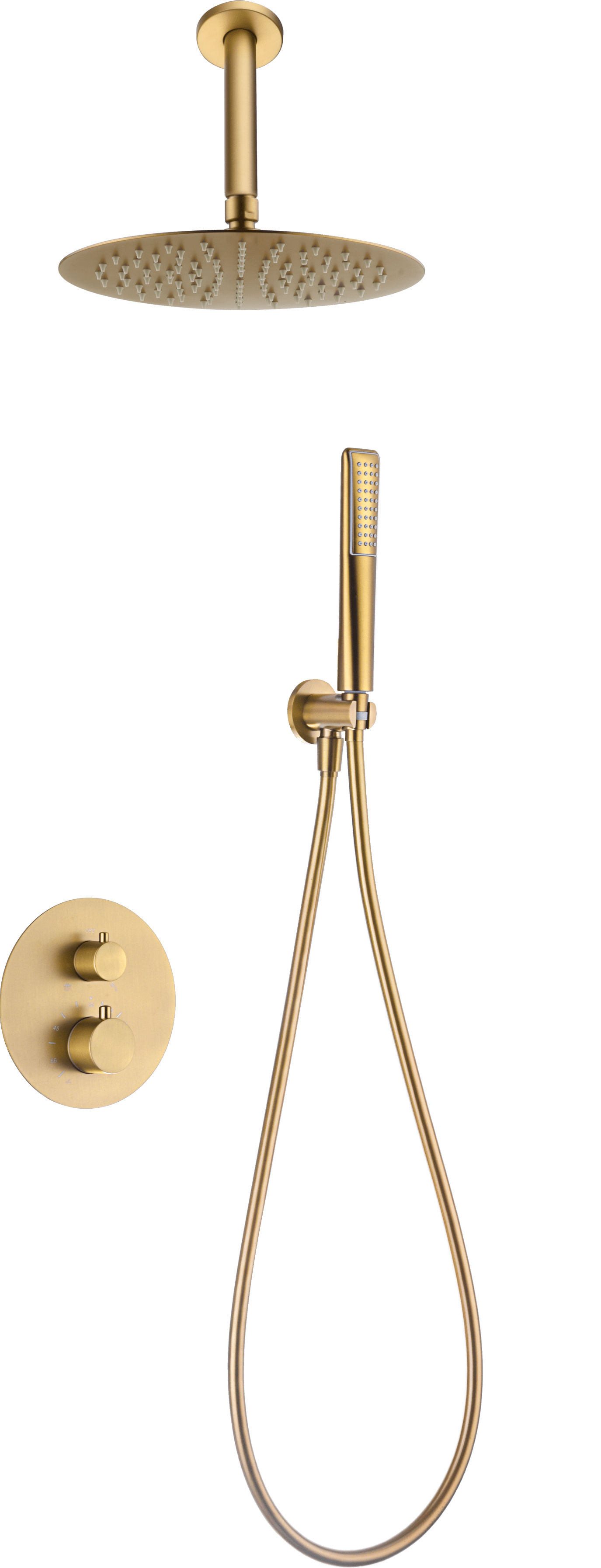 Conjunto Ducha Termostático Empotrado Salerno Oro Cepillado - Shower Set