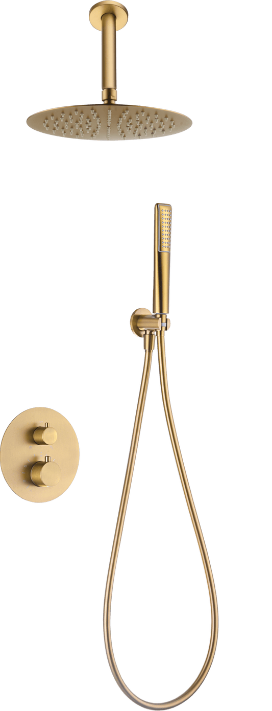 Conjunto Ducha Termostático Empotrado Salerno Oro Cepillado - Shower Set