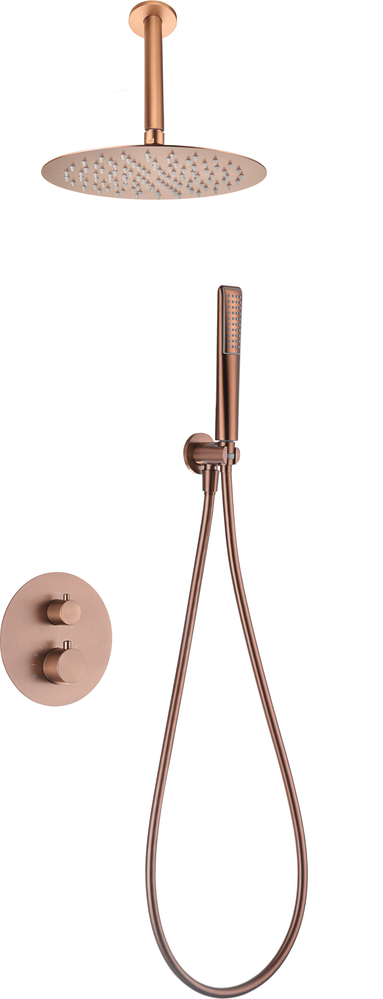 Conjunto Ducha Termostático Empotrado Salerno Oro Rosa Cepillado - Shower Set